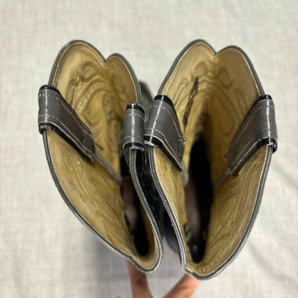 Tony Lama Vintage Cowboy Boots Grey Black Leather Western Top Stitching Size 9 - Picture 6 of 11